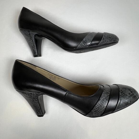 Naturalizer Bellows Pumps Women's 8.5 Black And Gray Snakeskin N5 Comfort Heels - Picture 4 of 7